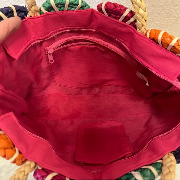 Artisan seagrass straw woven tote shoulder bag - Picture 3 of 8